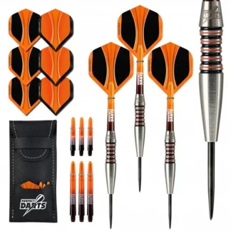 Perfect Darts - Steel Tip - 90% Tungsten - Solarfox 1 - Scallop - Black & Orange - 26g