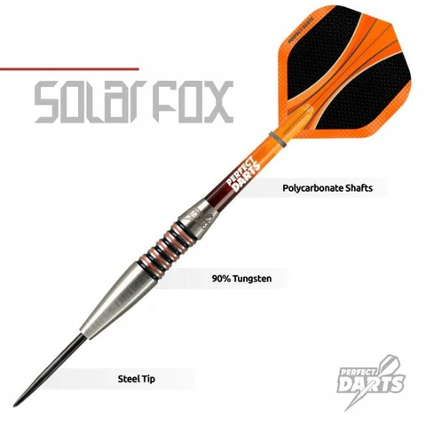 Perfect Darts - Steel Tip - 90% Tungsten - Solarfox 1 - Scallop - Black & Orange - 26g - Image 2