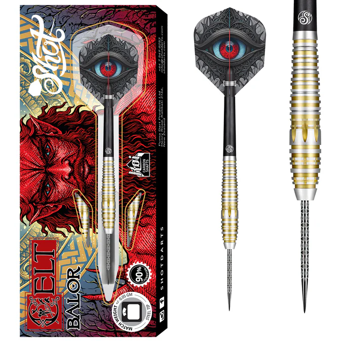 Shot Celt Balor Steel Tip Dart Set-90% Tungsten Barrels-24gm