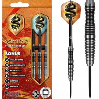 Shot Scimitar Darts - Steel Tip - Stainless Steel - Black Ring - 24g