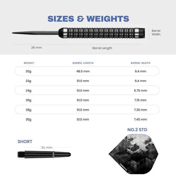 Designa Dark Thunder V2 Darts - Steel Tip - Black - 30g - Image 2