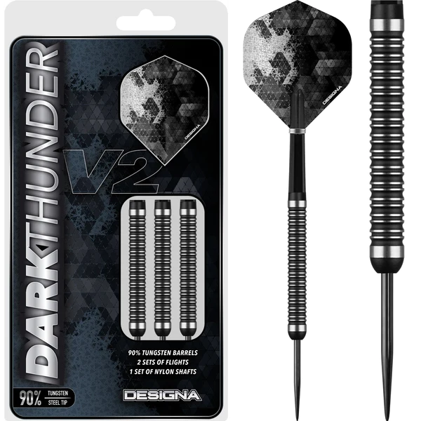 Designa Dark Thunder V2 Darts - Steel Tip - Black - 30g