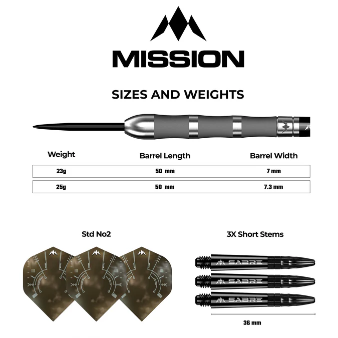 Mission Saturn Darts - Steel Tip - 90% Tungsten - Fenrir - 25g - Image 5