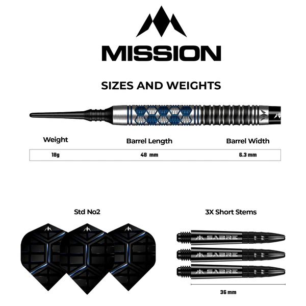 Mission Hexon Darts - Soft Tip - Blue PVD - 18g - Image 5