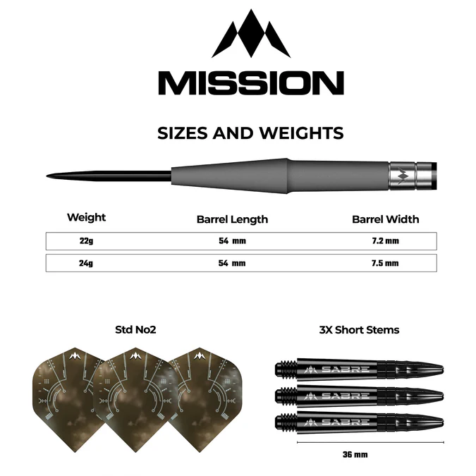 Mission Saturn Darts - Steel Tip - 90% Tungsten - Hyperion - 22g - Image 4