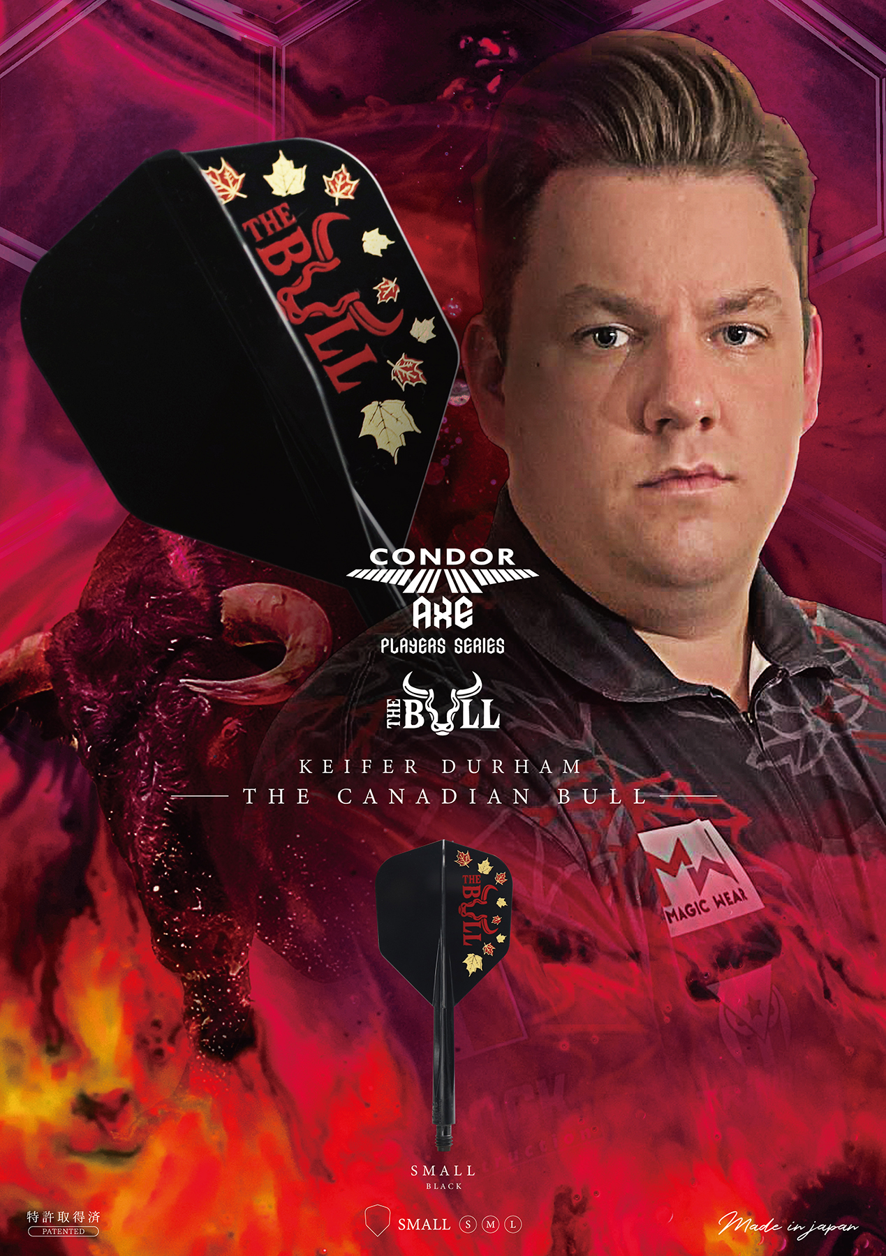CONDOR AXE Dart Flights - Small Shape - THE BULL - CANADIAN KEIFER DURHAM - Black - Image 3