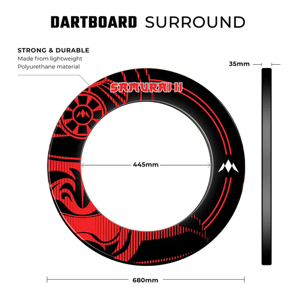 Mission Samurai II Professional Dartboard Surround - RED - Image 2