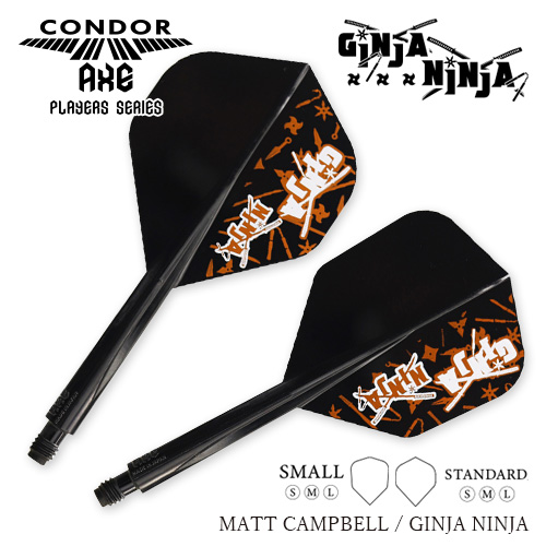 CONDOR AXE Dart Flights - Standard Shape - GINJA NINJA - CANADIAN MATT CAMPBELL - Black