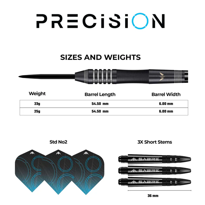 Mission Precision Darts - Steel Tip - 90% Tungsten - Black PVD - 23g - Image 5