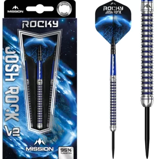 Mission Josh Rock v2 Darts - Steel Tip - 95% - Rocky - Silver & Blue PVD - 22g