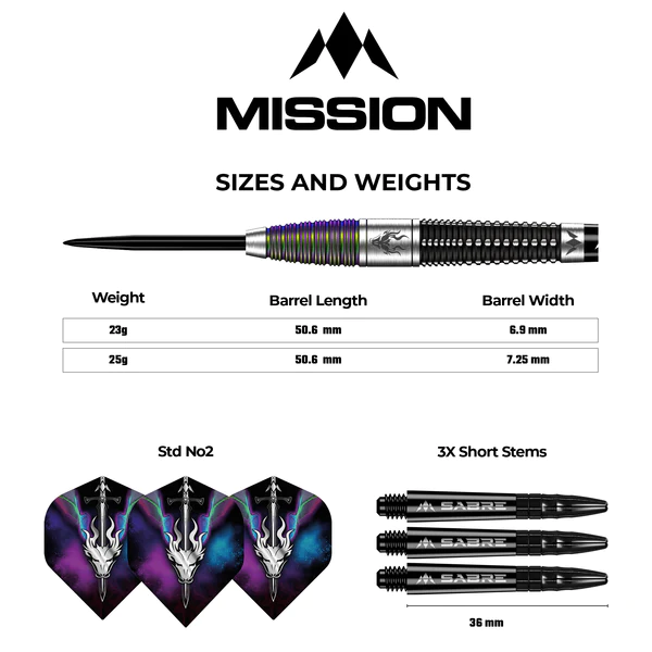 Mission Occult Darts - Steel Tip - 90% - Black & Coral PVD - 25g - Image 7