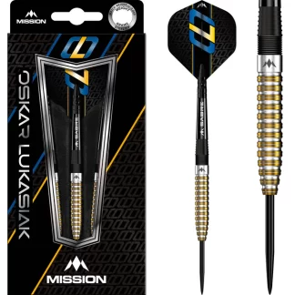 Mission Oskar Lukasiak Darts - Steel Tip - Black & Gold PVD - 24g