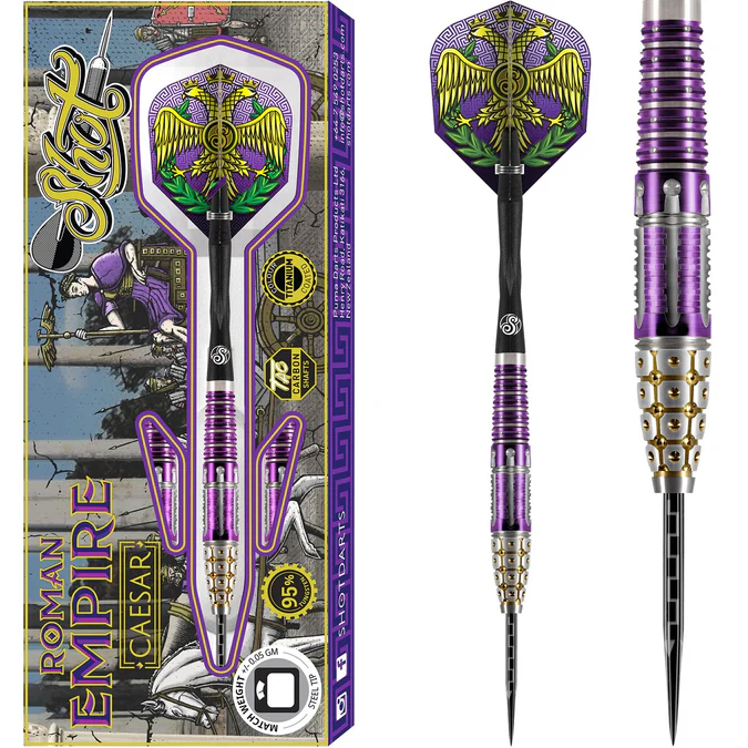 Shot Roman Empire Darts - Steel Tip - Caesar - Purple & Gold - 23g