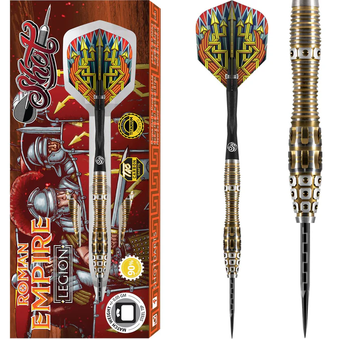 Shot Roman Empire Darts - Steel Tip - Legion - Black & Gold - 23g