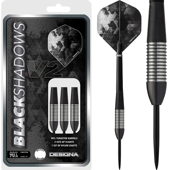 Designa Black Shadow V2 Darts - Steel Tip - M2 - 22g