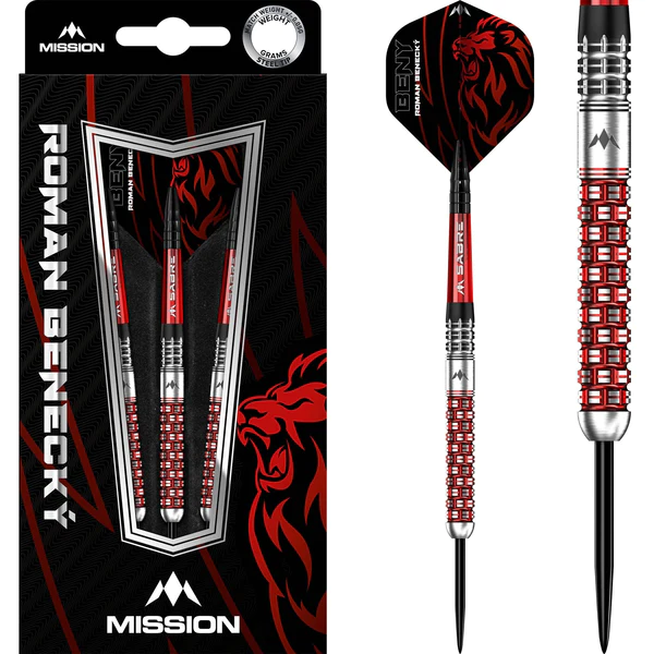 Mission Roman Benecky Darts - Steel Tip - Black & Red - 24g