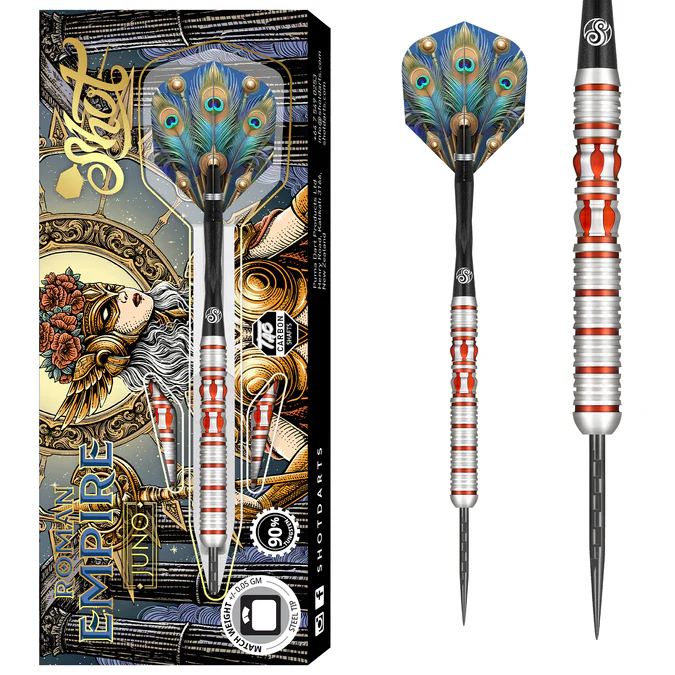 Shot Roman Empire Juno Steel Tip Dart Set – 90% Tungsten Barrels-23gm