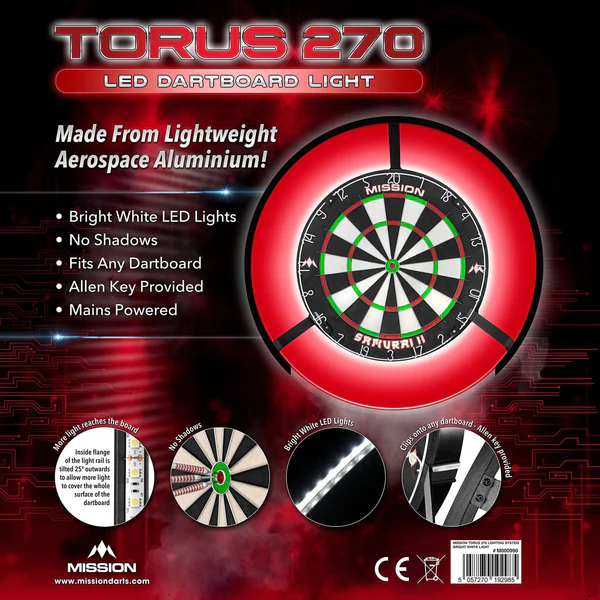 MISSION Torus 270 - Super Bright Dartboard Lighting - Black - Image 5