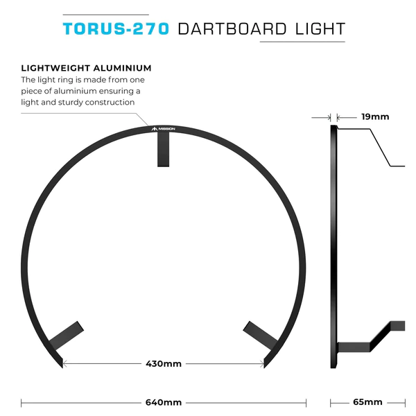 MISSION Torus 270 - Super Bright Dartboard Lighting - Black - Image 6