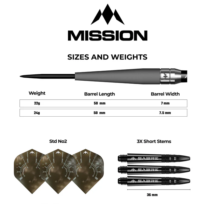 Mission Saturn Darts - Steel Tip - 90% Tungsten - Titan - 24g - Image 4