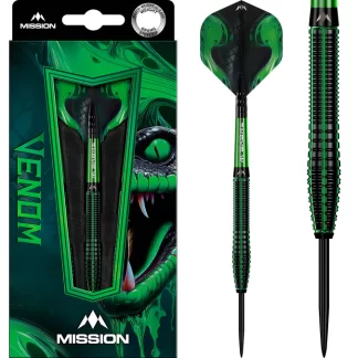 Mission Venom Darts - Steel Tip - Black & Green Electro Plated - 23g