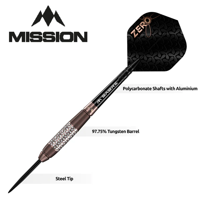 Mission Zero Darts - Steel Tip - 97.5% Tungsten - Bronze PVD - 26g - Image 6