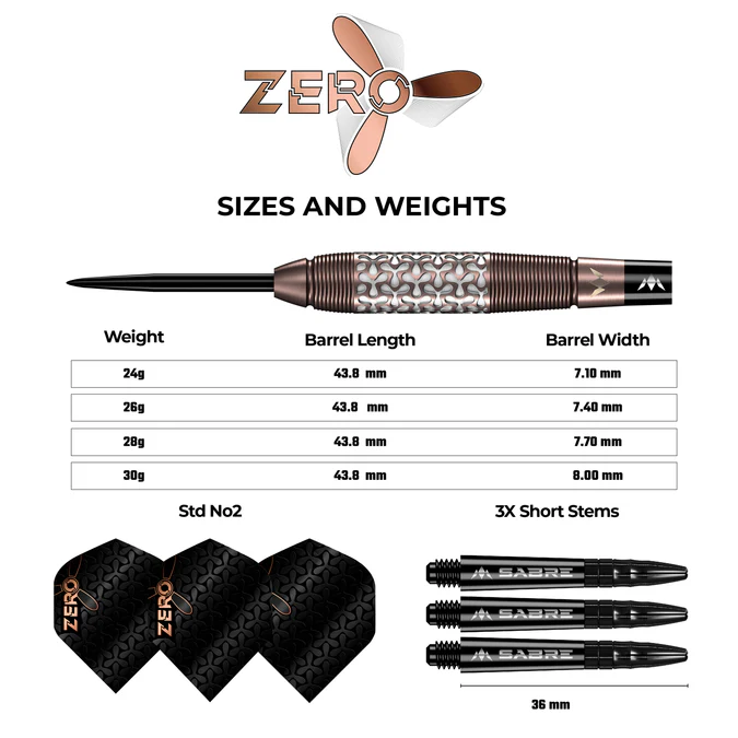 Mission Zero Darts - Steel Tip - 97.5% Tungsten - Bronze PVD - 24g - Image 5