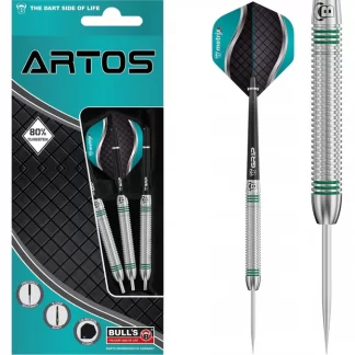 BULL'S Artos AR1 Darts - Steel Tip - 80% Tungsten - Mint Green - 22g