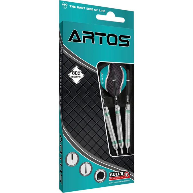 BULL'S Artos AR1 Darts - Steel Tip - 80% Tungsten - Mint Green - 24g - Image 3