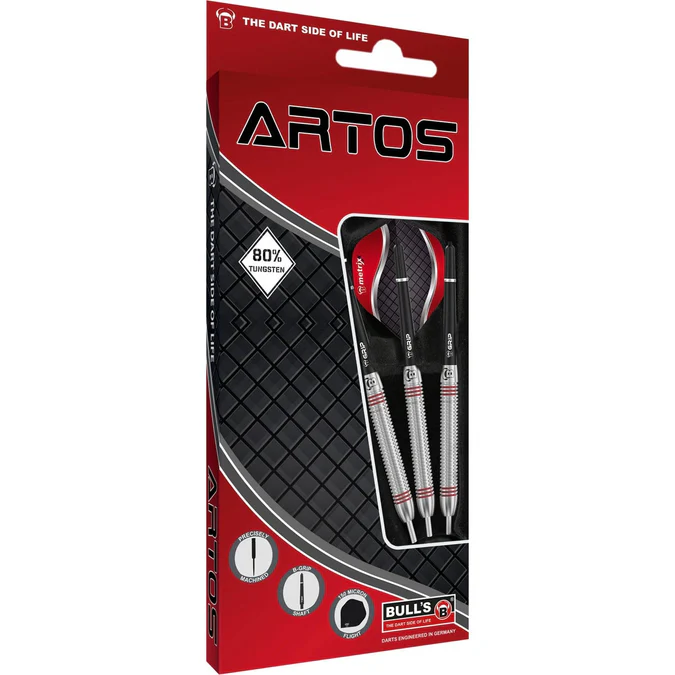 BULL'S Artos AR3 Darts - Steel Tip - 80% Tungsten - Red - 22g - Image 3