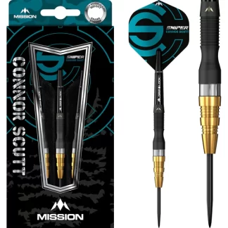 Mission Connor Scutt Darts - Steel Tip - Sniper - Black & Gold - 24g