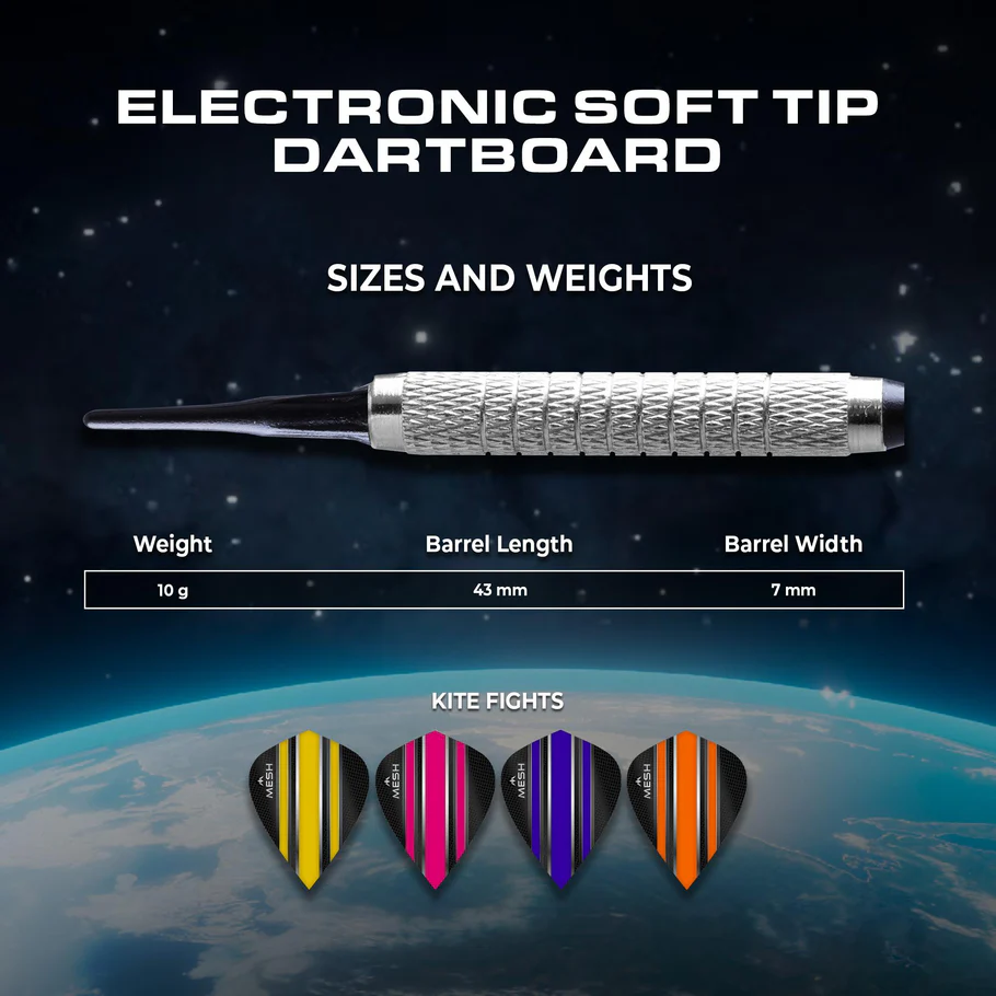 Mission G220 Professional Electronic Soft tip Dartboard-16 players-28 Games-4 Sets of Darts - Image 6