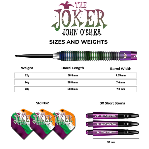 Mission John O Shea Darts - Steel Tip - The Joker - Coral - 24g - Image 3
