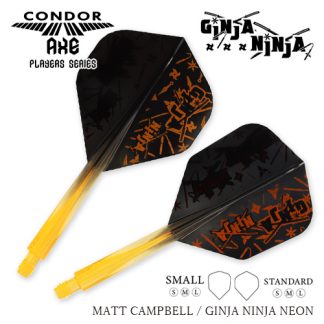 CONDOR AXE Dart Flights - Standard Shape - GINJA NINJA - CANADIAN MATT CAMPBELL - Black-Orange