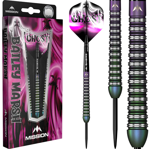 Mission Bailey Marsh Darts - Steel Tip - 90% - Coral PVD Coating - Ghost - 23g