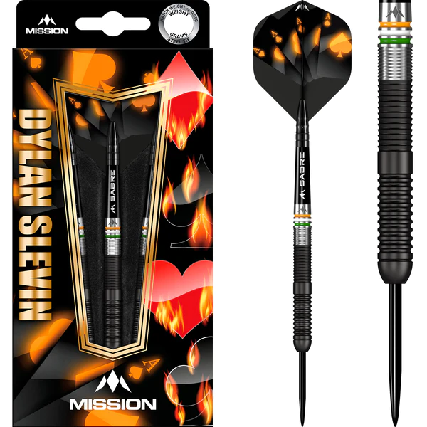 Mission Dylan Slevin Darts - Steel Tip - 90% - Black Titanium - Oceans - 23g