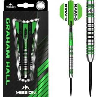 Mission Graham Hall Darts - Steel Tip - 90% - Black & Green - 22g