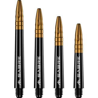 Mission Sabre Shafts - Polycarbonate Dart Stems - Black - Gold Aluminum Top
