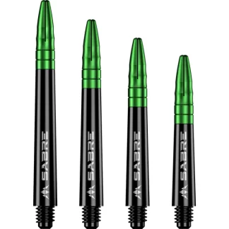 Mission Sabre Shafts - Polycarbonate Dart Stems - Black - Green Aluminum Top