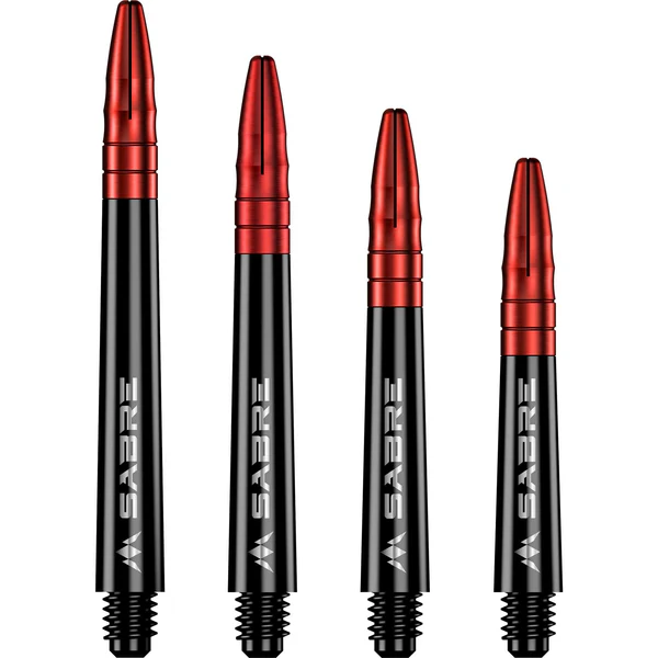 Mission Sabre Shafts - Polycarbonate Dart Stems - Black - Red Aluminum Top