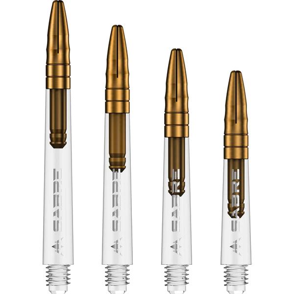 Mission Sabre Shafts - Polycarbonate Dart Stems - Clear - Gold Aluminum Top