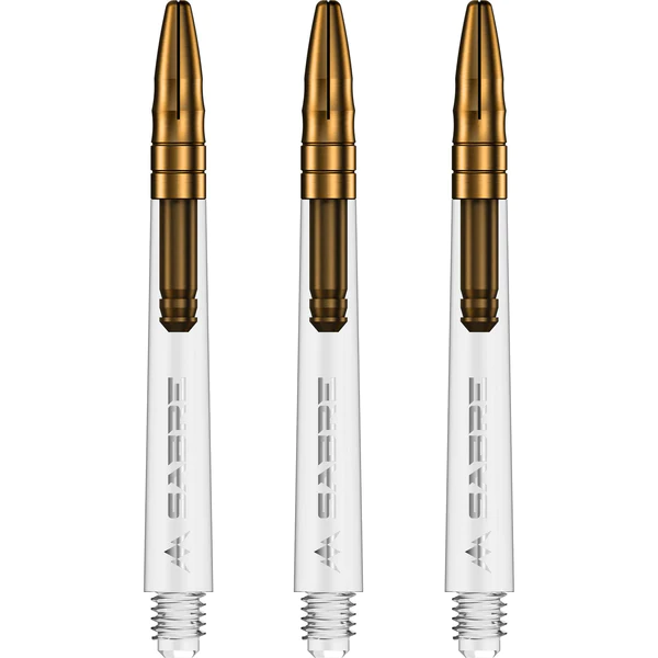 Mission Sabre Shafts - Polycarbonate Dart Stems - Clear - Gold Aluminum Top - Image 2