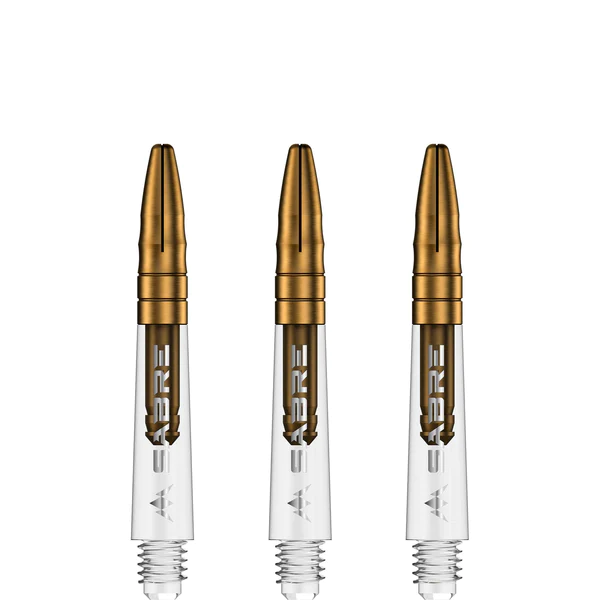 Mission Sabre Shafts - Polycarbonate Dart Stems - Clear - Gold Aluminum Top - Image 3