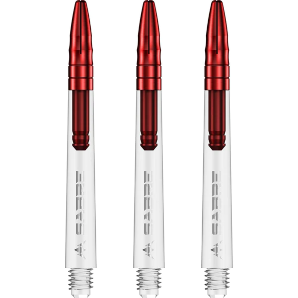 Mission Sabre Shafts - Polycarbonate Dart Stems - Clear - Red Aluminum Top - Image 2
