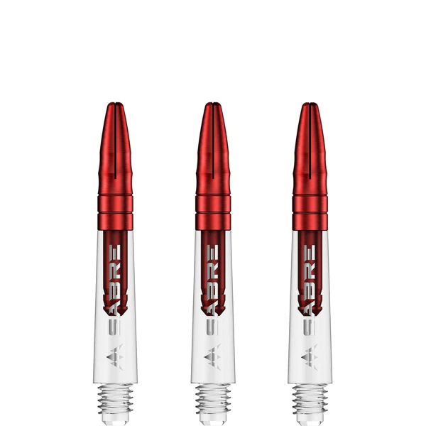 Mission Sabre Shafts - Polycarbonate Dart Stems - Clear - Red Aluminum Top - Image 3