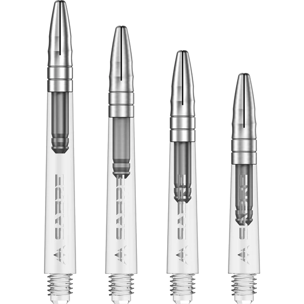 Mission Sabre Shafts - Polycarbonate Dart Stems - Clear - Silver Aluminum Top