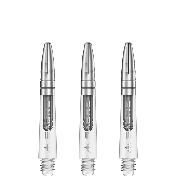 Mission Sabre Shafts - Polycarbonate Dart Stems - Clear - Silver Aluminum Top - Image 3