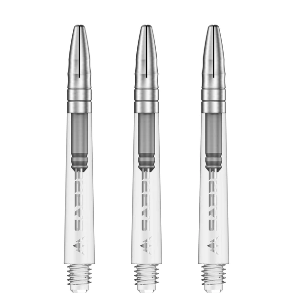 Mission Sabre Shafts - Polycarbonate Dart Stems - Clear - Silver Aluminum Top - Image 5