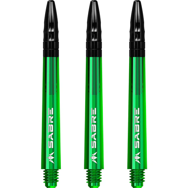 Mission Sabre Shafts - Polycarbonate Dart Stems - Green - Black Aluminum Top - Image 2