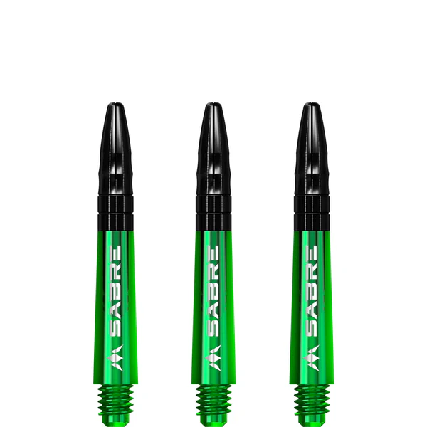 Mission Sabre Shafts - Polycarbonate Dart Stems - Green - Black Aluminum Top - Image 3